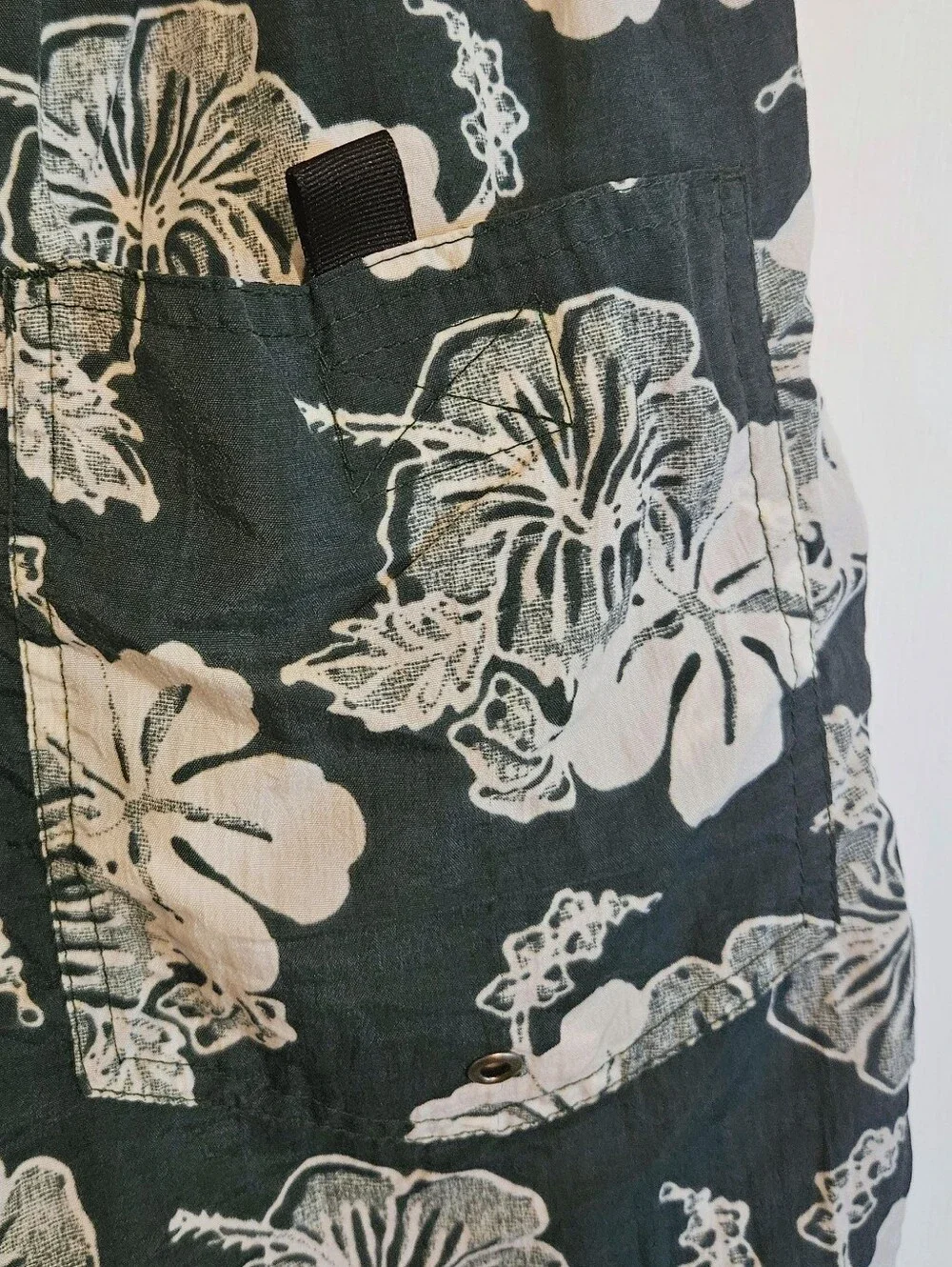 Vintage H2O Sport Men's Small Swim Trunks Green White Floral Nylon